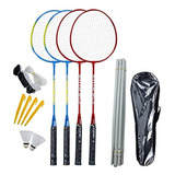 Juego De 4 Raquetas De Bádminton Con Red Y Pelota