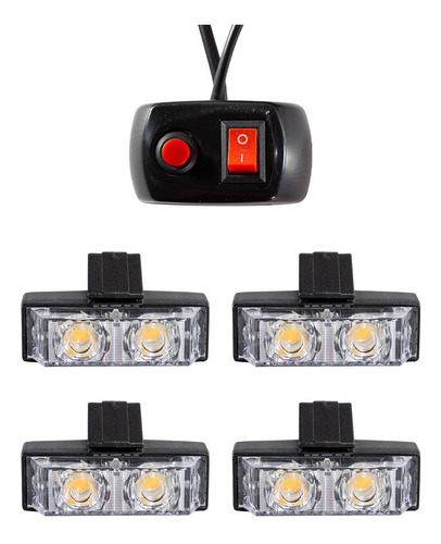 Baliza 4 Modulos Led Ambar Nl315-4 12v 8w P/ Seguridad Vial