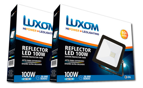 Reflecto Exterior Led 100w  Luz Fria Luxon X 2unidades