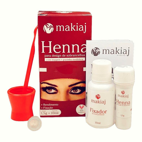 Kit Profissional Sobrancelha Henna Makiaj Excelente + Brinde