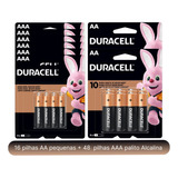 Kit 64 Pilhas Duracell Alcalina 16 Aa + 48 Aaa Pack 16 Econo