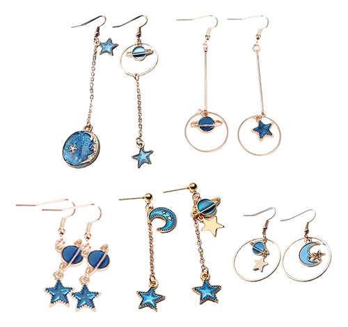 Conjunto De Joyas Asimétricas Con Forma De Estrella Y Luna C