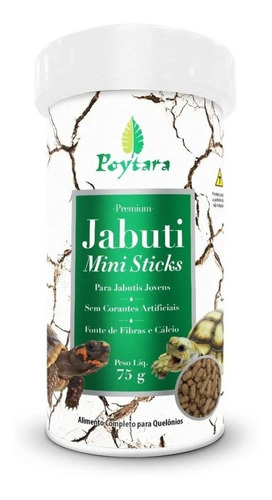 Ração Poytara Jabuti Filhote Mini Sticks Crescimento - 75g