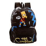 Mochila Escolar Juvenil Do Bart Simpsons Preta De Costas