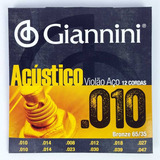 Encordoamento Para Violão 12 Cordas Giannini Acústico 010