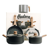 Set Juego Ollas Hudson Granito Gris Panquequera Jarro 5pz