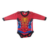 Body De Bebés Hombre Araña Manga Larga Spiderman Rojo 