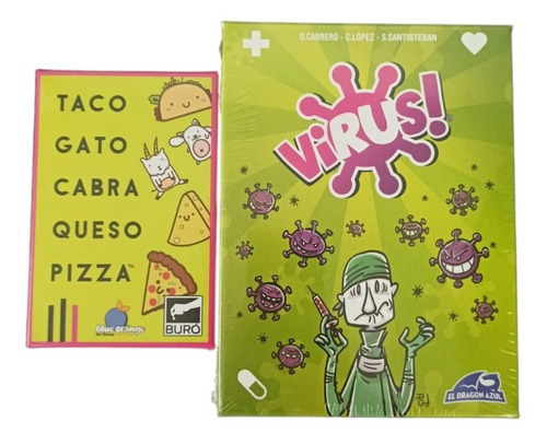 Combo Juego De Cartas Virus + Taco Gato Cabra Queso Pizza 