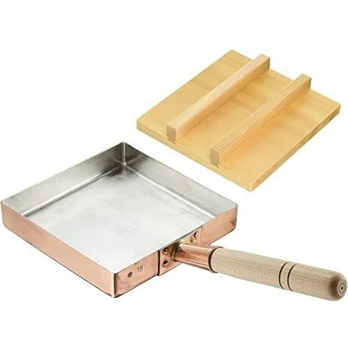 Tikusan Japanese Tamagoyaki-omelette Copper Pan With Wooden 