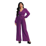 Jumpsuit Morado Plisado Con Cinturón 994-31