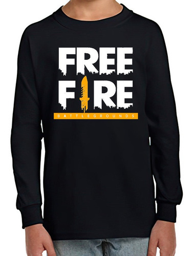 Polera Manga Larga Niño Free Fire Exclusivo 100% Algodón