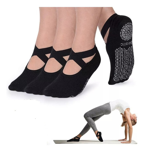 Calcetines Antideslizantes Yoga Pilates Set 6 Pares Mujer