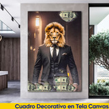 Cuadro Leon Con Traje Cabeza De Leon Canvas Elegante 60x40