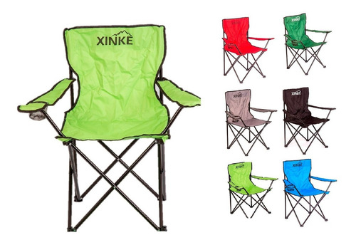 Silla Sillon Plegable Camping Playa Porta Vaso Modelo3 Color Verde Claro