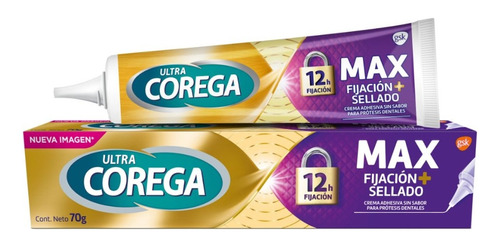 3un Ultra Corega Maximo Sellado Crema Adhesiva Sin Sabor 70g