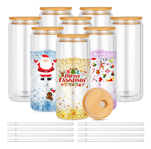 Tessco Paquete De 8 Vasos De Globo De Nieve De Navidad, Vaso