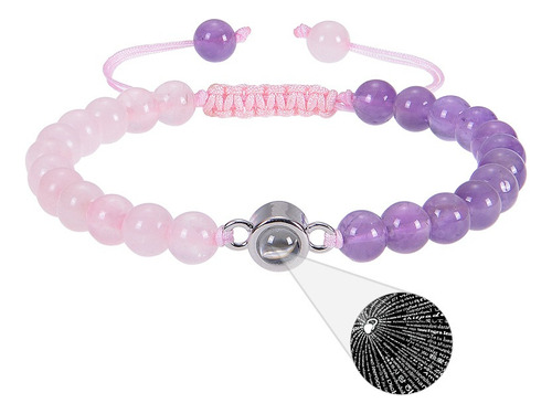 Nueva Pulsera 100 Idiomas Te Amo Piedra Amatista Cuarzo B417