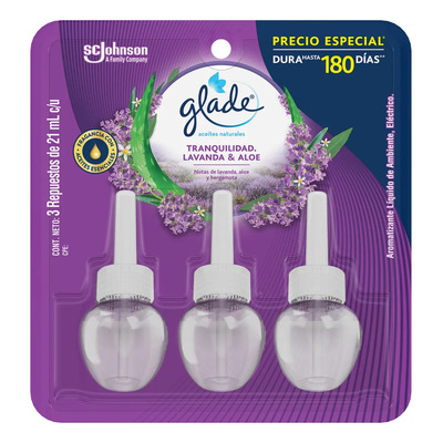 3 Repuestos Aromatizantes Glade Aroma Lavanda Y Aloe 21 Ml C\u002FU | Envío gratis