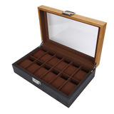 Caja Organizadora De Relojes De Madera Maciza, 12 Ranuras, P