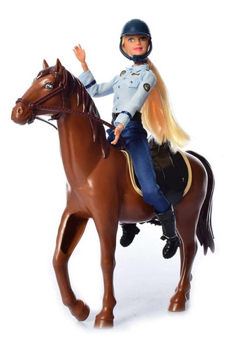 Muñeca Lucy Con Caballo Policia Montada Palermo Vicent Lopez