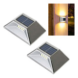 Pack X 2 Aplique 8 Leds Bidireccional Panel Led Solar Luz 