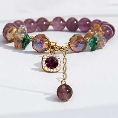 Pulsera Amatista Cuarzo Real Natural Suerte Niñas Regalo | Meses sin interés