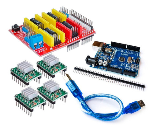 Kit Arduino Impresora 3d Uno Shield Cnc 4 Driver A4988 