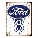 Cartel De Chapa Publicidad Antigua Logo Ford A009