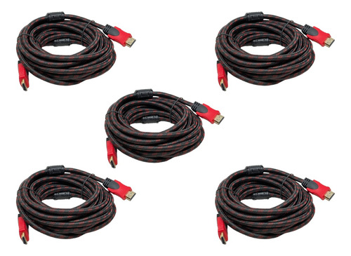 Pack De 5 Cable Hdmi 5 Metros Fullhd 1080p Mayoreo