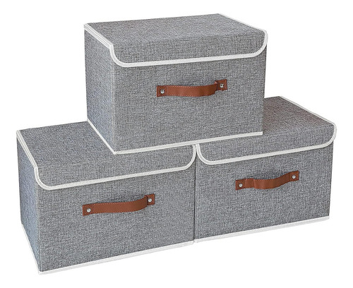 Cajas Almacenaje Lavable, 3 Pack Contenedores Almacenamiento