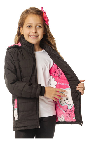 Jaqueta Infantil Forrada Pelucia Puffer Presente Frio 4 A 16