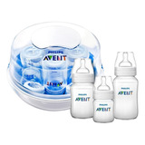 Kit 3 Mamadeiras + Esterilizador Para Microondas - Avent