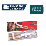 Kit Churrasco Garfo E Faca Inox 2pçs Conjunto Churrasqueiro