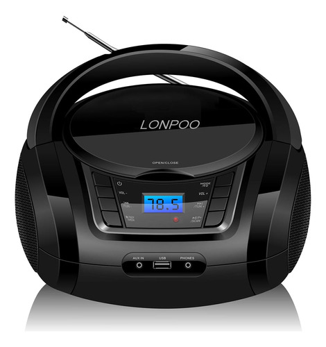 Reproductor De Cd Lonpoo Boombox Portatil Con Radio Fm/us...