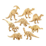 Plástico Dourado Oco Dinossauro Animal Figura 8 Pcs.