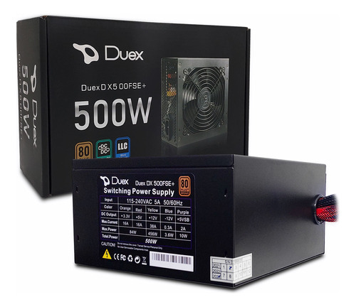 Fonte Gamer 500w Atx Duex Dx 500fse+ 80plus Bronze Pfc Ativo