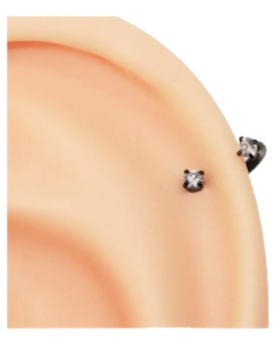 Piercing Helix, Tragus Ferradura Zirconia Aço Pvd Black