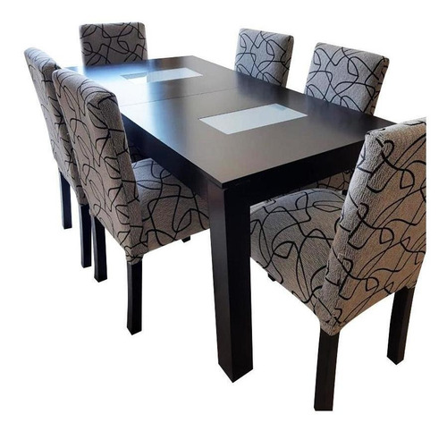 Juegos De Comedor Mesa Fija+ 6 Silla Chenille.