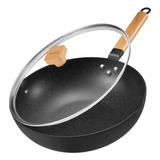 Bezia Inductions Wok Con Tapa, Sarten Antiadherente Para Wok