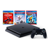 Sony Playstation 4 500gb Ps4 Slim 3 Jogos- (recondicionado)