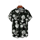 Camisa Hawaiana Unisex Blanca Y Negra De Alien, Camisa De Pl