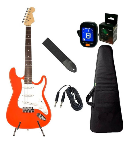 Kit Guitarra Iniciante Estudante Estilo Fender + Kit Brinde