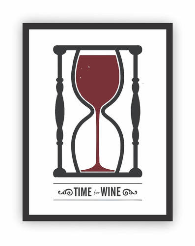 Plaquinha Quadro Mdf 30x40 Cozinha Hora Do Vinho Taça Wine