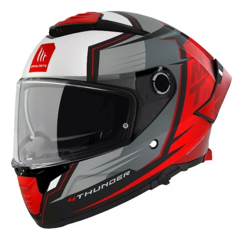 Casco Mt Helmets Thunder 4sv Pental Rojo/ Gris Para Moto