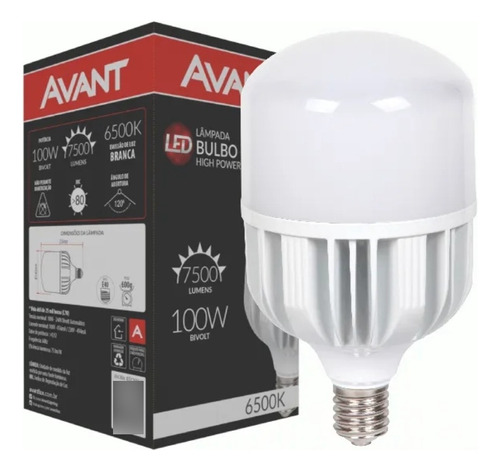 Lâmpada Led Bulbo 100w E40 6500k Alta Potência Bivolt Avant Cor Da Luz Branco-frio Voltagem 110v/220v