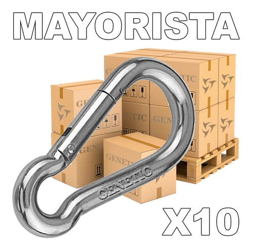 10 Mosquetones 120 Mm Agarres Accesorios Gimnasios Mini Gym