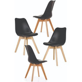 Silla Eames Tulip Almohadon Patas Madera Comedor X4