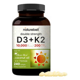 Vitamina D3 10,000 Iu + K2 (mk7) 200 Mcg Naturabell 240 Caps