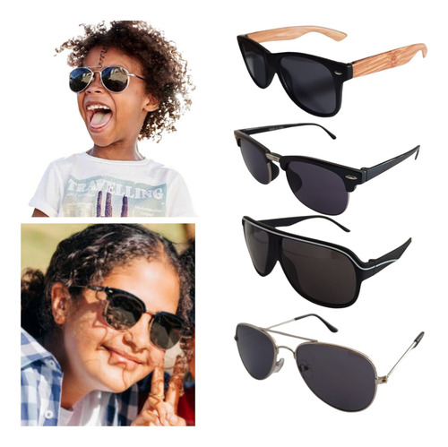 Lentes Gafas De Sol Niños Niñas Infantil Aviador Hip 2pzs