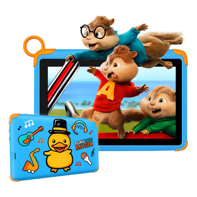 Tableta Kids One Economica E-24 64gb 4gb Ram 7'' Niños Color Celeste Carcasa a prueba de golpes | Meses sin interés